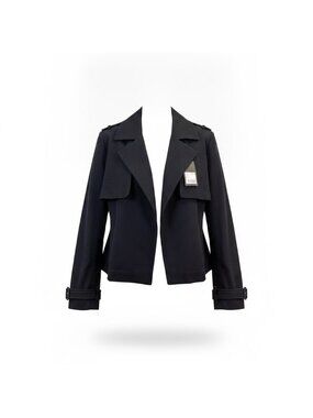 Chicos Womens Black Cropped Trench Jacket With Tags Size 2